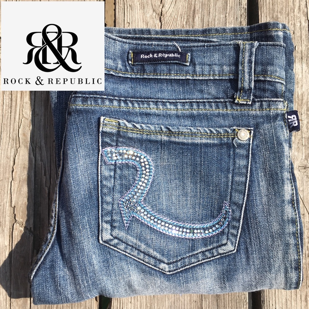 Rock & Republic Distressed Blue Jeans